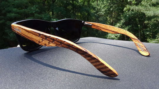 Zebrawood Sunglasses, Stars and Bars With Wooden Case, Polarized, - Shakefav.com