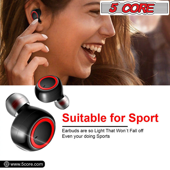 5Core Wireless Ear Buds  Mini Bluetooth Noise Cancelling Earbud - Shakefav.com