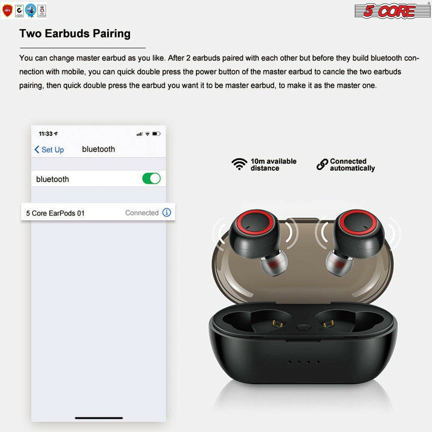2 PACK Air pod Earphones Magnetic Waterproof Wireless Bluetooth 5.0