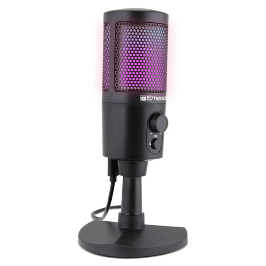 Emerson USB Gaming & Streaming Microphone with RGB Lighting with Sky Iapetus