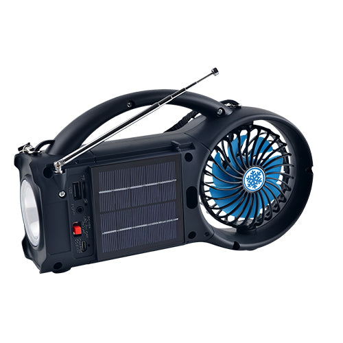 Solar Power Bluetooth Speaker with FM Radio / LED Torch Light / Fan