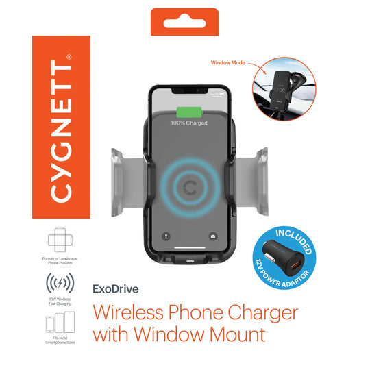 Cygnett ExoDrive Wireless Phone Charger with Window Mount for Sky Iapetus