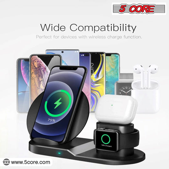 5 Core Wireless Charging Station  10W 3 in 1 Fast Phone Watch Earpod - Shakefav.com