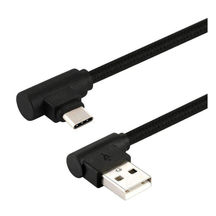 AMZER® 25cm USB to USB-C / Type-C Nylon Weave Style Double Elbow