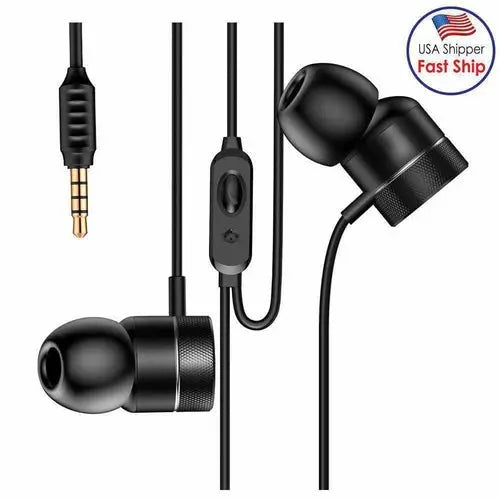 3.5mm Knurling Oblique In-Ear Style Wire Control Earphone - Black - Shakefav.com