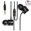 3.5mm Knurling Oblique In-Ear Style Wire Control Earphone - Black