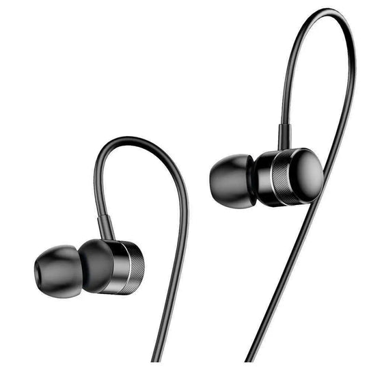 3.5mm Knurling Oblique In-Ear Style Wire Control Earphone - Black - Shakefav.com