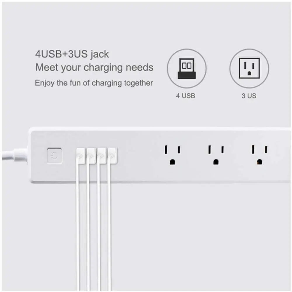 4 x USB Ports + 3 x US Plug Jack WiFi Remote Control Smart Power-Smart Power Strip with WiFi Remote Control - Shakefav.com