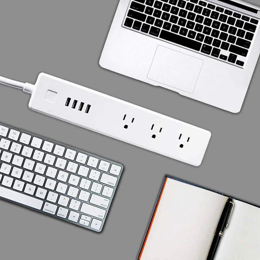 4 x USB Ports + 3 x US Plug Jack WiFi Remote Control Smart Power-Smart Power Strip with WiFi Remote Control - Shakefav.com