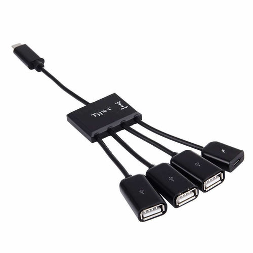 AMZER 4 in 1 USB HUB Type-C, USB 2.0 OTG Cable & Micro USB Power