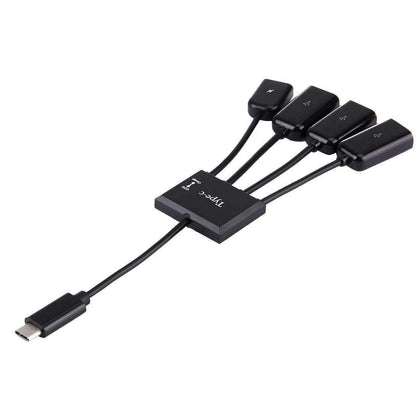 AMZER 4 in 1 USB HUB Type-C, USB 2.0 OTG Cable & Micro USB Power