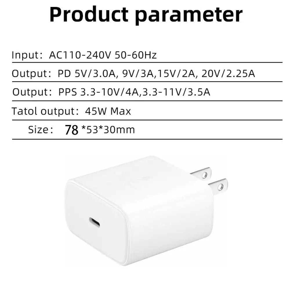 45W USB-C Wall Charger with Fast Charge PD Adapter for iPhone 12/12-iPhone 12 charger - Shakefav.com