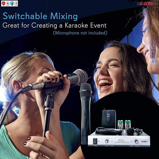 5Core VHF Dual Channel DIGITAL PRO Wireless Microphone System with - Shakefav.com