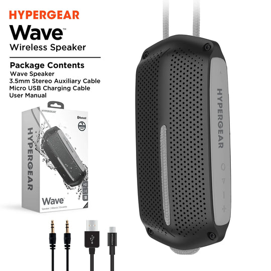 HyperGear Wave Water Resistant Wireless Speaker with Extended Battery - Shakefav.com