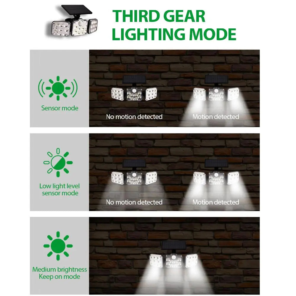 3 Adjustable Heads 270° Wide Angle Illumination Solar Lights Outdoor - Shakefav.com