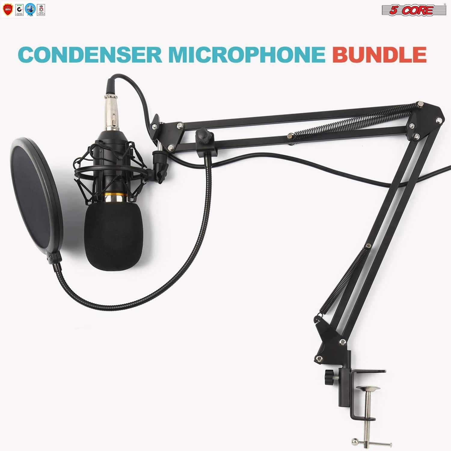 5Core Condenser Microphone Kit w/ Arm Stand Game Chat Audio Recording