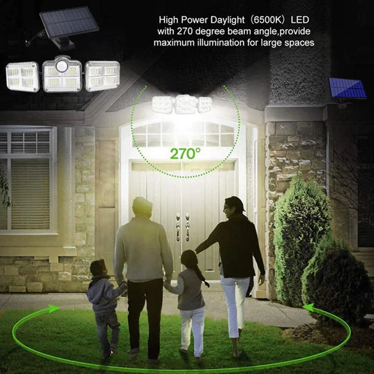 Solar Sensor Light 122 LED 3Head Outdoor Spotlight with 3 Modes-LED Spotlight - Shakefav.com