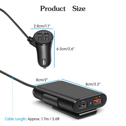 شاحن USB ذكي QC3.0 سريع للسيارة مزود بمشبك