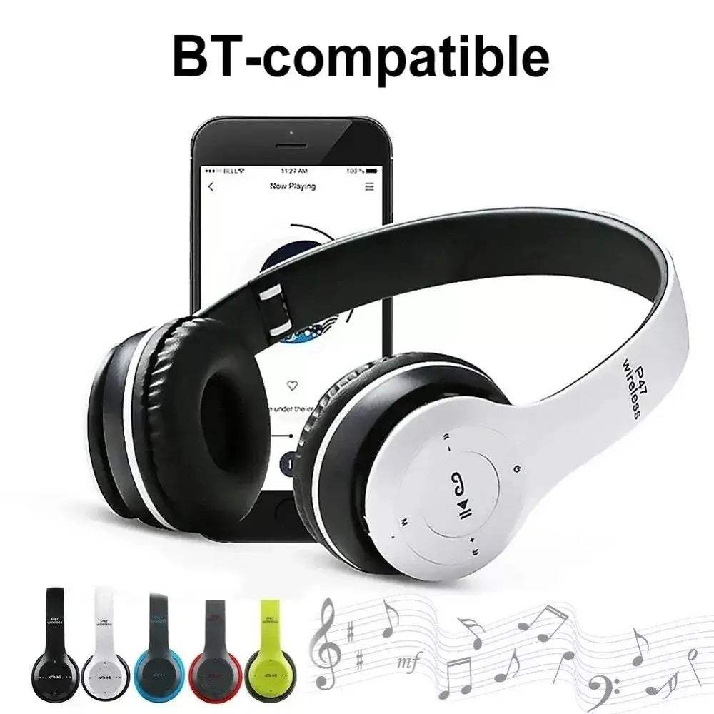 Wireless Bluetooth 5.0 Headphones Headset Over-Ear FM Radio MIC Puce Gaia