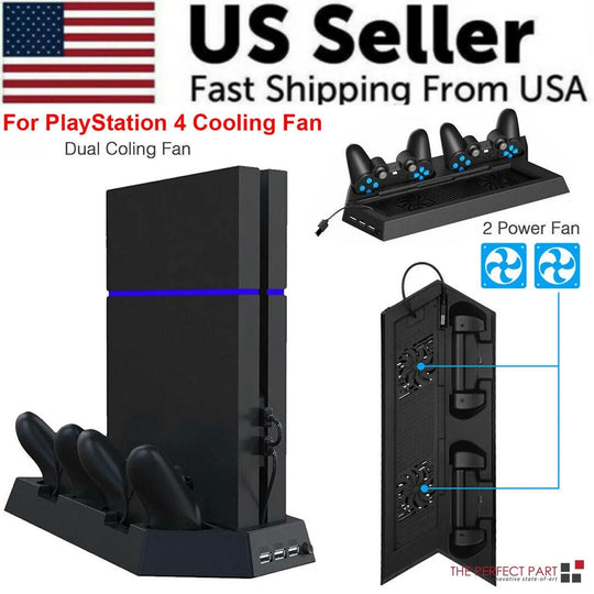 PS4 Cooling Station Vertical Stand 2 Controller Charging Dock For Puce Gaia