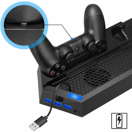 PS4 Cooling Station Vertical Stand 2 Controller Charging Dock For Puce Gaia