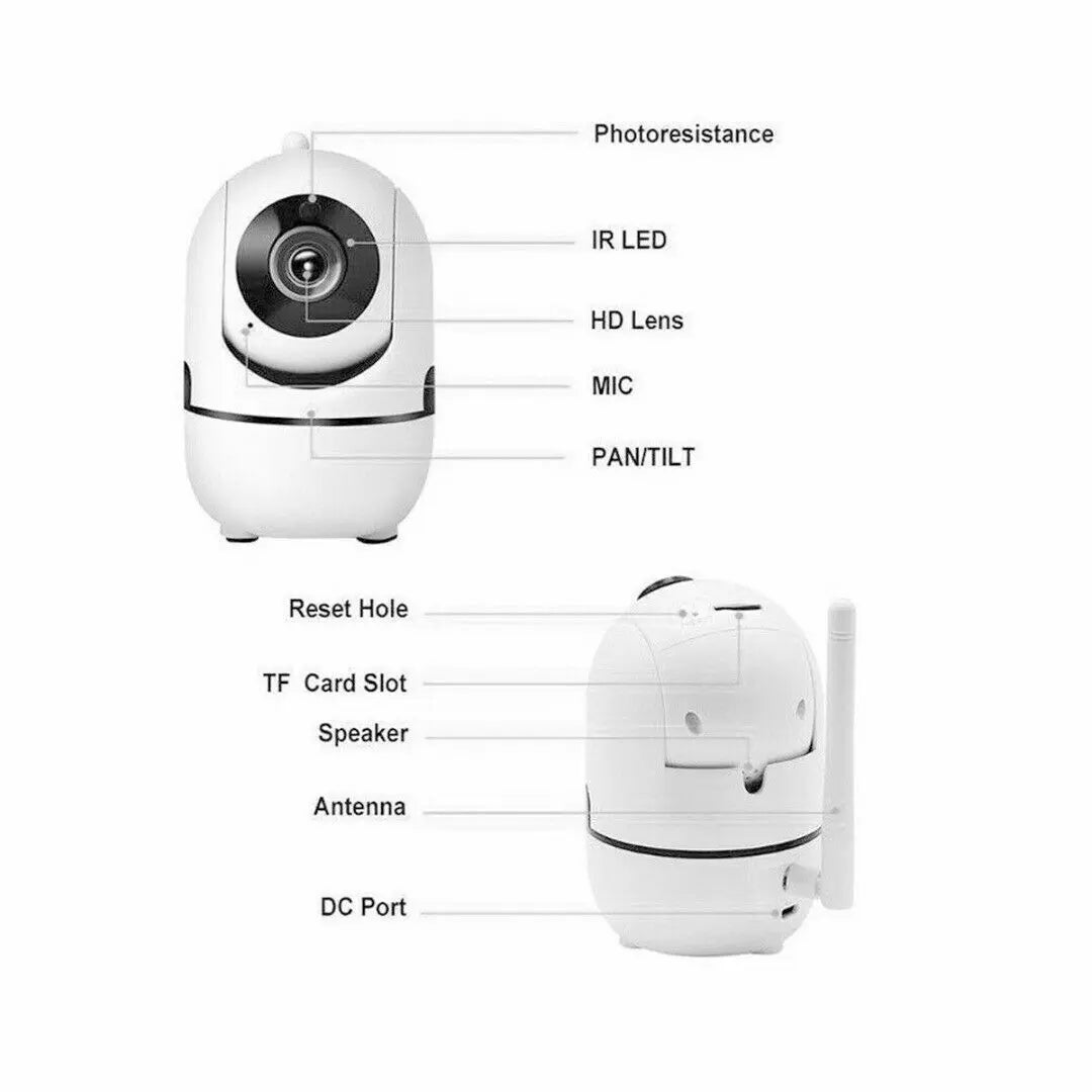 1080P WiFi Wireless Indoor Home Security Camera Night Vision Baby Pet Puce Gaia