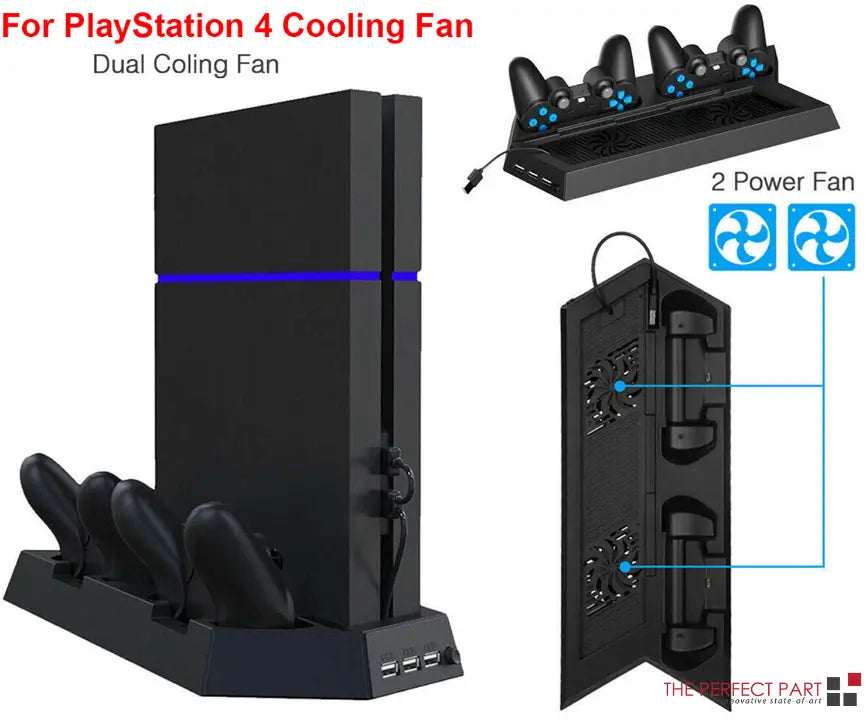 PS4 Cooling Station Vertical Stand 2 Controller Charging Dock For Puce Gaia