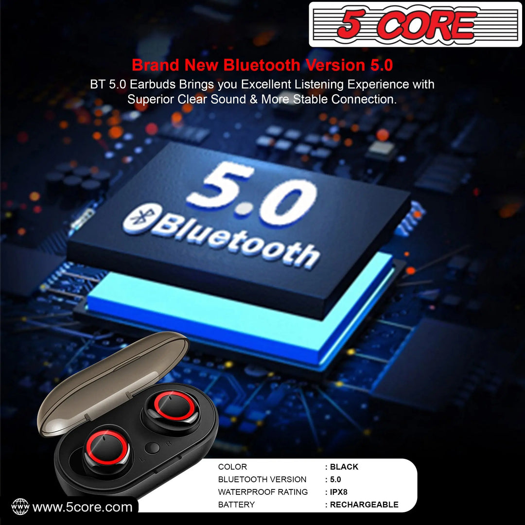 5Core Wireless Ear Buds  Mini Bluetooth Noise Cancelling Earbud - Shakefav.com