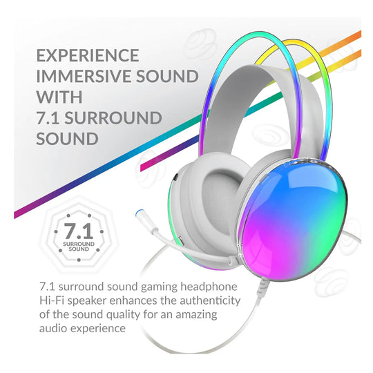 Supersonic Pro-Wired Gaming Headset with Lights & Surround Sound Sky Iapetus