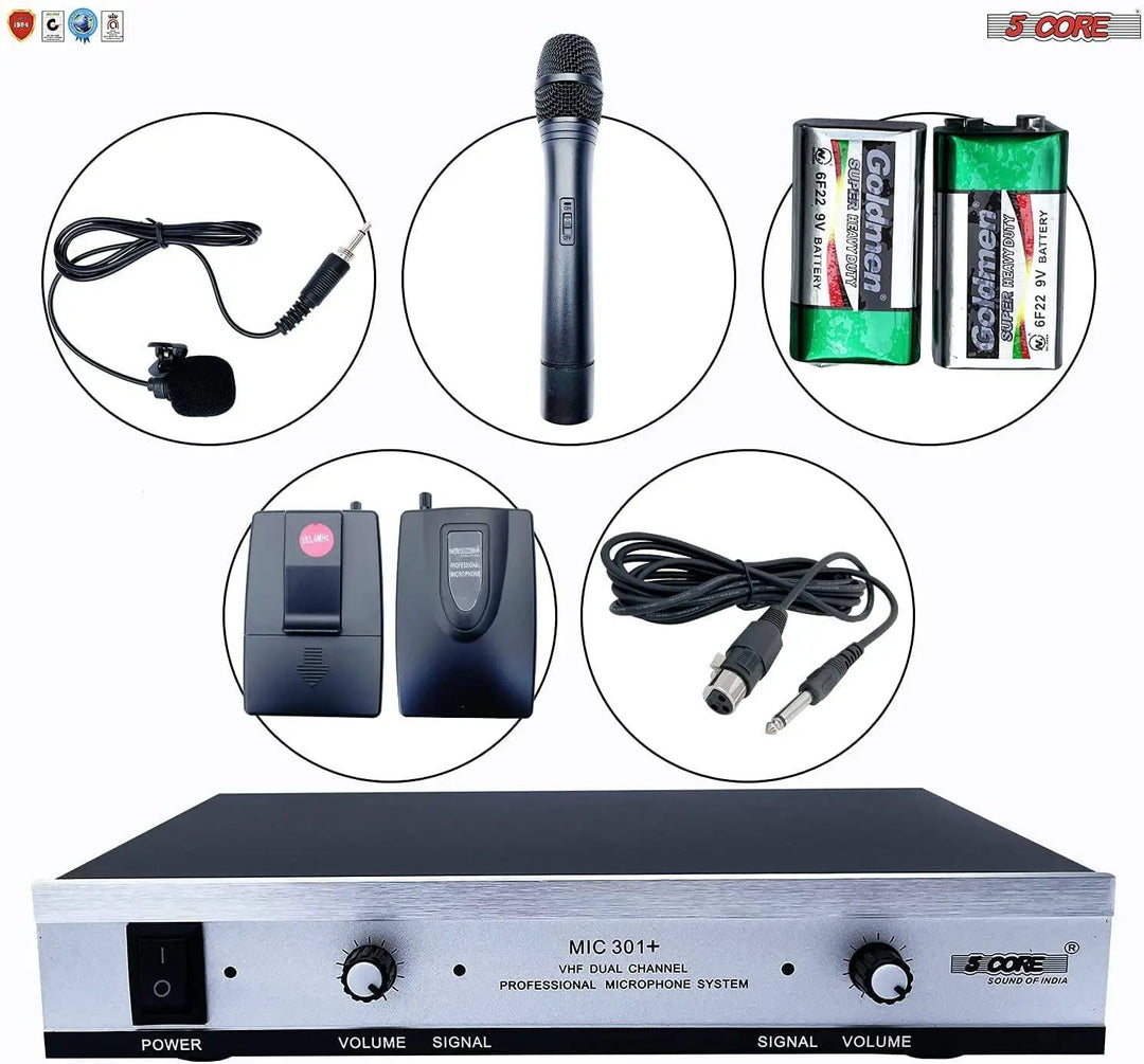 5Core VHF Dual Channel DIGITAL PRO Wireless Microphone System with - Shakefav.com