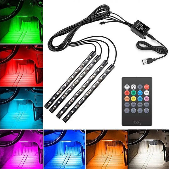 RGB Car LED Light Strips, Sound Activated with Remote Control, 48 - Shakefav.com