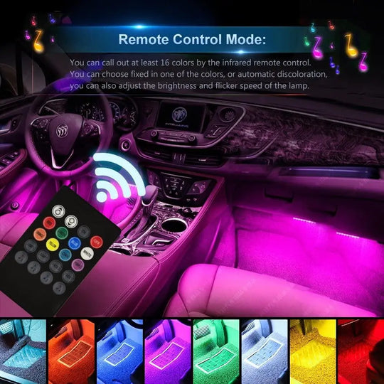 RGB Car LED Light Strips, Sound Activated with Remote Control, 48 - Shakefav.com