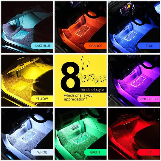 RGB Car LED Light Strips, Sound Activated with Remote Control, 48 - Shakefav.com