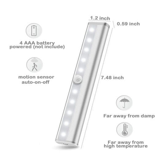 10 LED Motion Sensor Stick-on Light Bar (3 Pack) - Shakefav.com