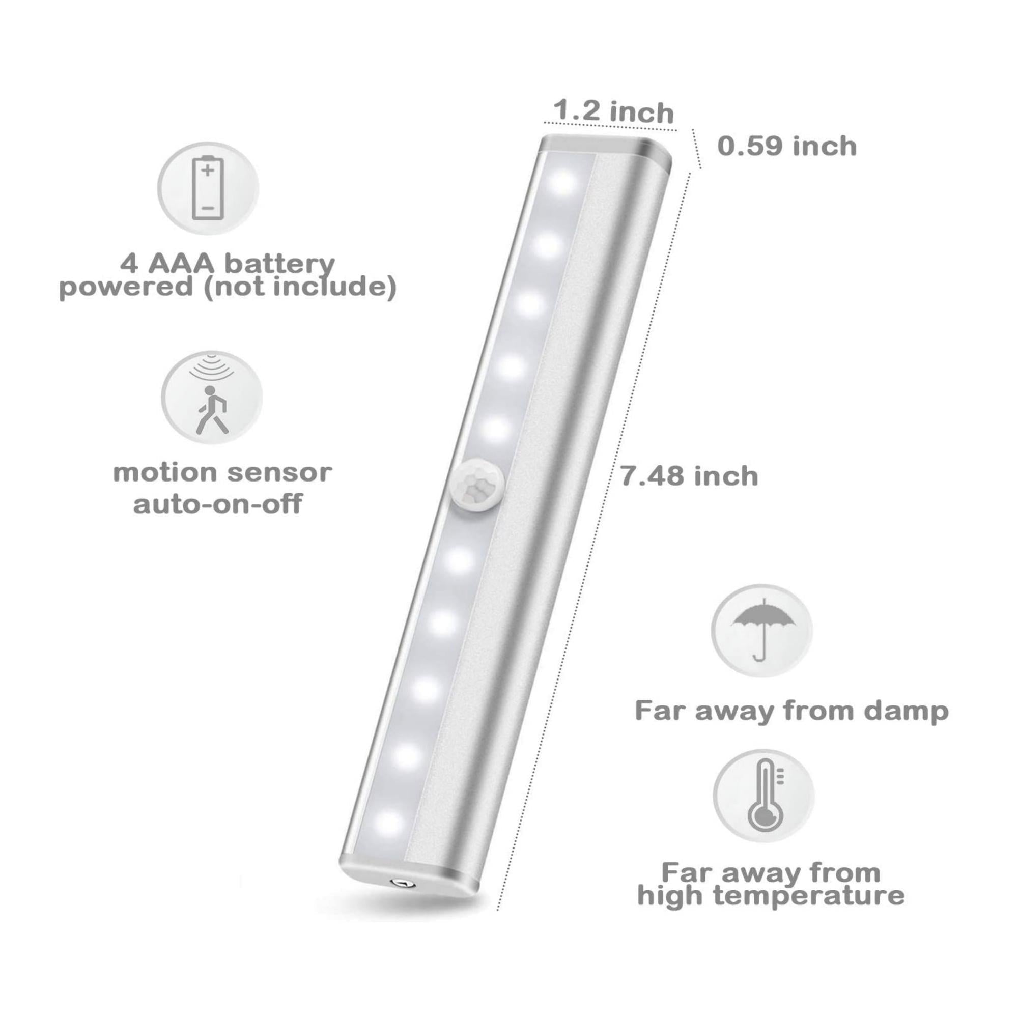 10 LED Motion Sensor Stick-on Light Bar (3 Pack)
