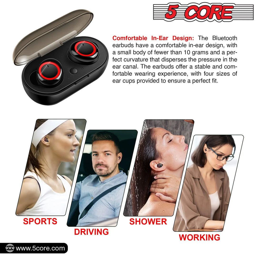 5Core Wireless Ear Buds  Mini Bluetooth Noise Cancelling Earbud - Shakefav.com