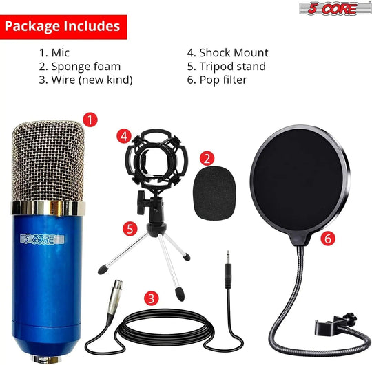 5Core Recording Microphone Podcast Bundle  Professional Condenser - Shakefav.com