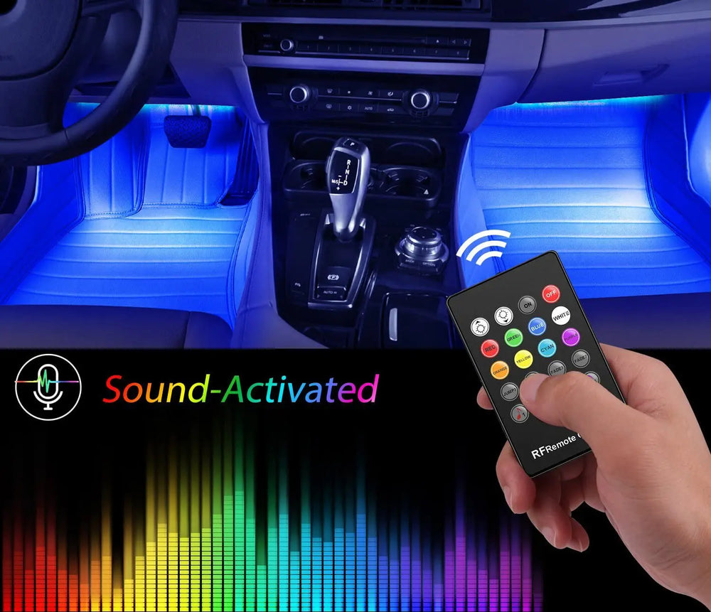 RGB Car LED Light Strips, Sound Activated with Remote Control, 48 - Shakefav.com