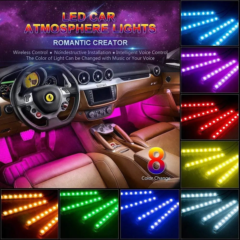 RGB Car LED Light Strips, Sound Activated with Remote Control, 48 - Shakefav.com