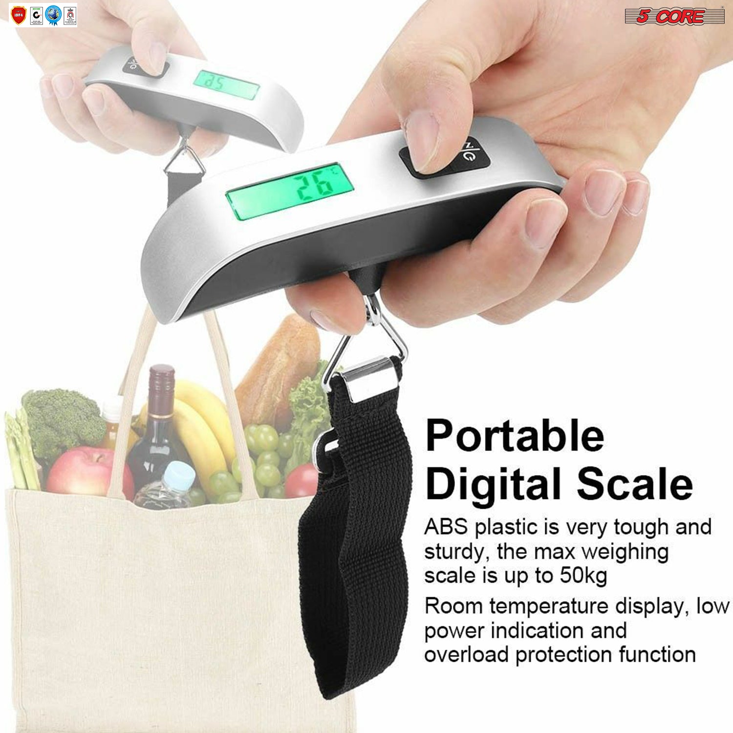 5 Core Pair Luggage Scale Handheld Portable Electronic Digital Hanging