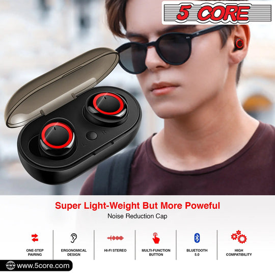 5Core Wireless Ear Buds  Mini Bluetooth Noise Cancelling Earbud - Shakefav.com