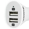 Chargeur de voiture pratique AMZER 2.1A/1A double USB 2 ports (blanc) - paquet de 4