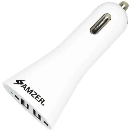 AMZER 2.1A/ 1A Dual USB 2 Port Handy Car Charger (White) - pack of 4 - Shakefav.com