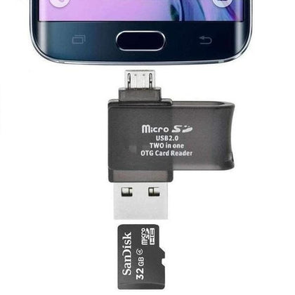 Adaptateur Micro USB vers USB OTG avec lecteur de carte Micro SD (couleur aléatoire)