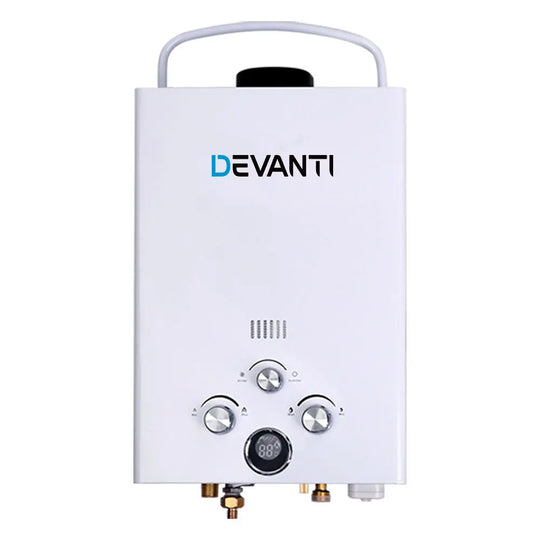 Devanti Portable Gas Water Heater 8LPM Outdoor Camping Shower White - Shakefav.com