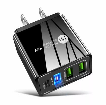 Adaptateur de chargeur mural rapide et sécurisé à 4 ports 36 W QC3.0 USB Type-C PD 20 W