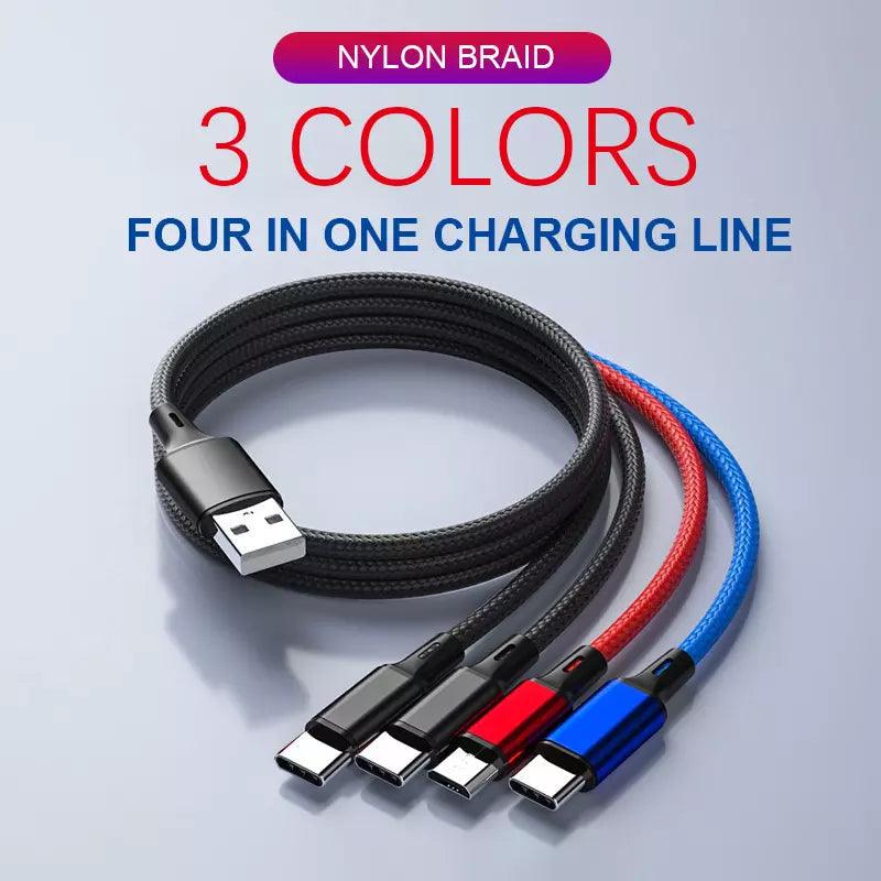 2 Pack PBG Multi Charging 4 FT Cable 4 in 1 Cable USB Charge Cord with