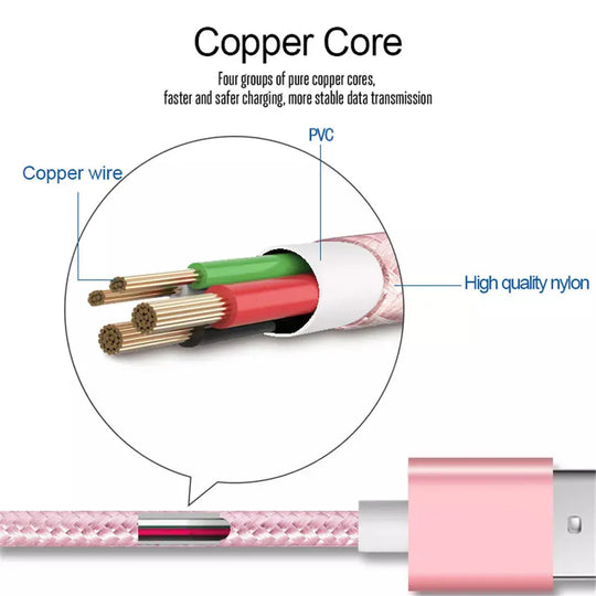 PBG XL 10FT Charger Compatible for Iphone Cable's  Nylon Woven - Shakefav.com