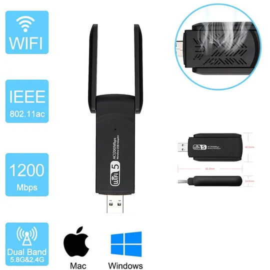 Dual Band 1200mps WiFi Adapter - Shakefav.com