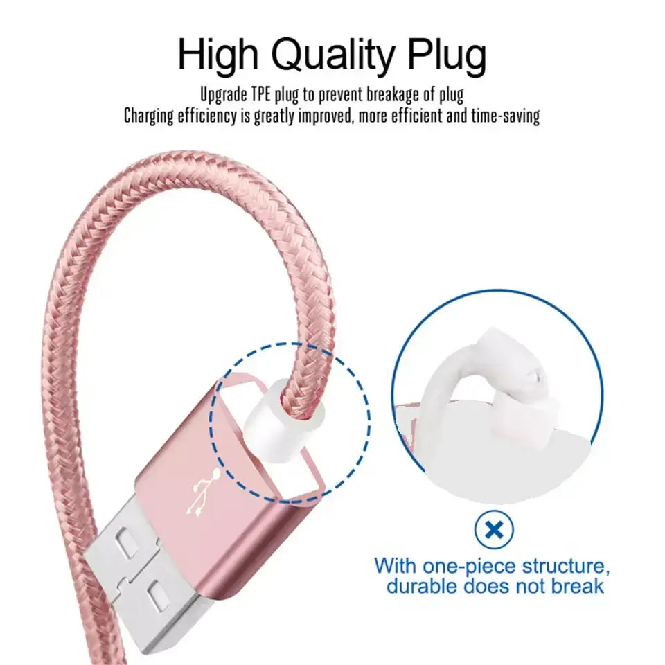 PBG XL 10FT Charger Compatible for Iphone Cable's  Nylon Woven - Shakefav.com